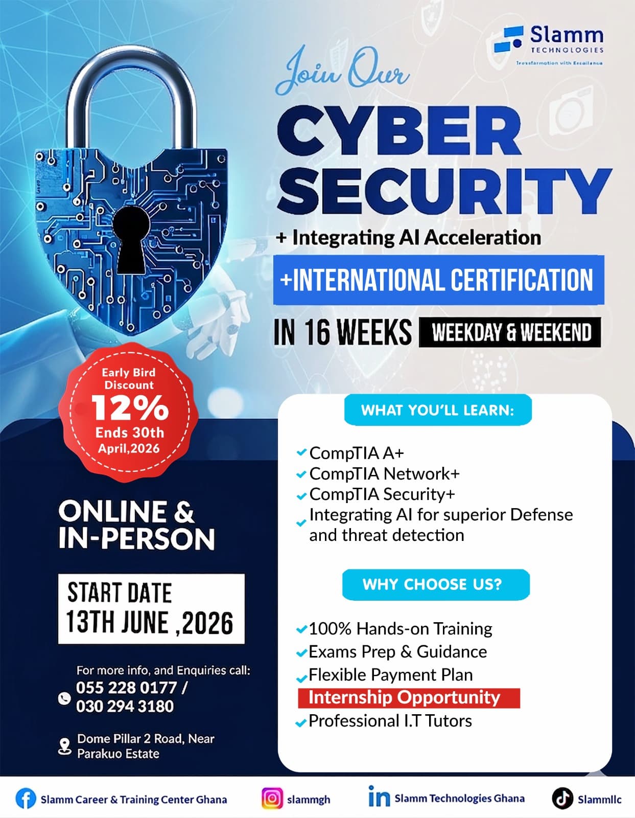 Cybersecurity Certification Course — June 2026 Cohort Flyer